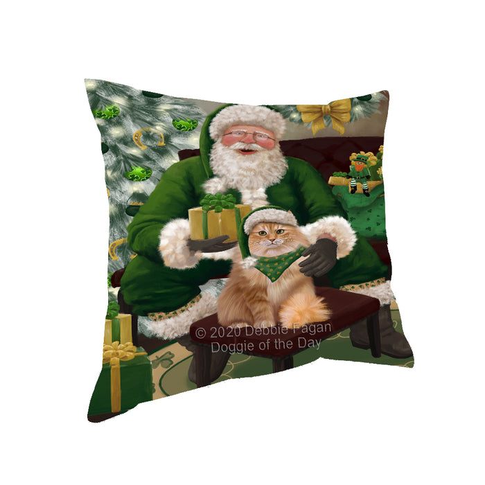 Christmas Irish Santa with Gift and Siberian Cat Pillow PIL86960