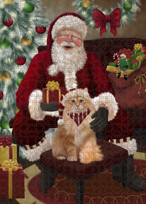 Santa's Christmas Surprise Siberian Cat Puzzle with Photo Tin PUZL100968