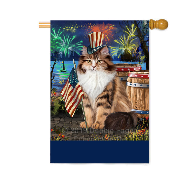 Personalized 4th of July Firework Siberian Cat Custom House Flag FLG-DOTD-A58157