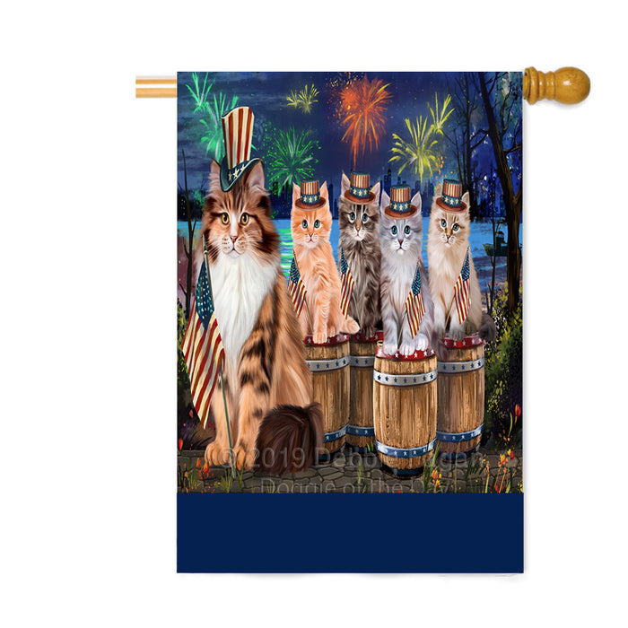 Personalized 4th of July Firework Siberian Cats Custom House Flag FLG-DOTD-A58158