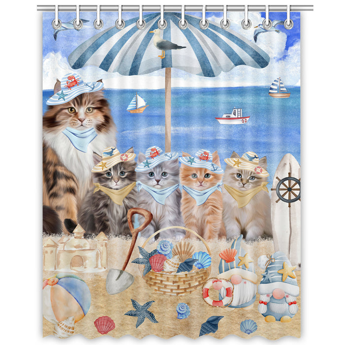 Siberian Cats Shower Curtain: Explore a Variety of Designs, Personalized, Custom, Waterproof Bathtub Curtains for Bathroom Decor with Hooks, Pet Gift for Cat Lovers