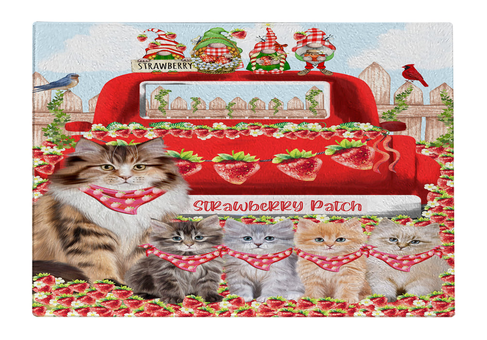 Siberian Cats Cutting Board, Explore a Variety of Designs, Custom, Personalized, Kitchen Tempered Glass Chopping Meats, Vegetables, Cat Gift for Pet Lovers