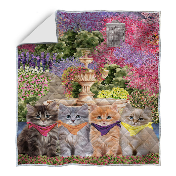 Siberian Cats Bedspread Quilt, Bedding Coverlet Quilted, Explore a Variety of Designs, Personalized, Custom, Cat Gift for Pet Lovers