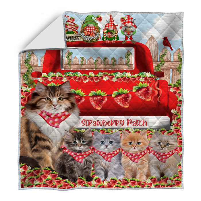 Siberian Cats Bedspread Quilt, Bedding Coverlet Quilted, Explore a Variety of Designs, Personalized, Custom, Cat Gift for Pet Lovers