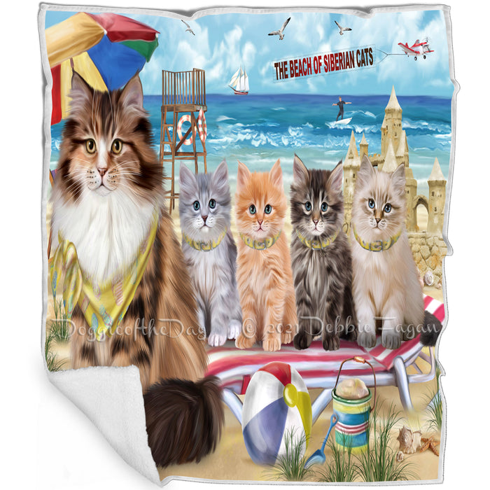 Pet Friendly Beach Siberian Cats Blanket BLNKT105006