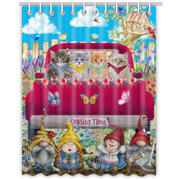 Siberian Cats Shower Curtain: Explore a Variety of Designs, Custom, Personalized, Waterproof Bathtub Curtains for Bathroom with Hooks, Gift for Cat and Pet Lovers