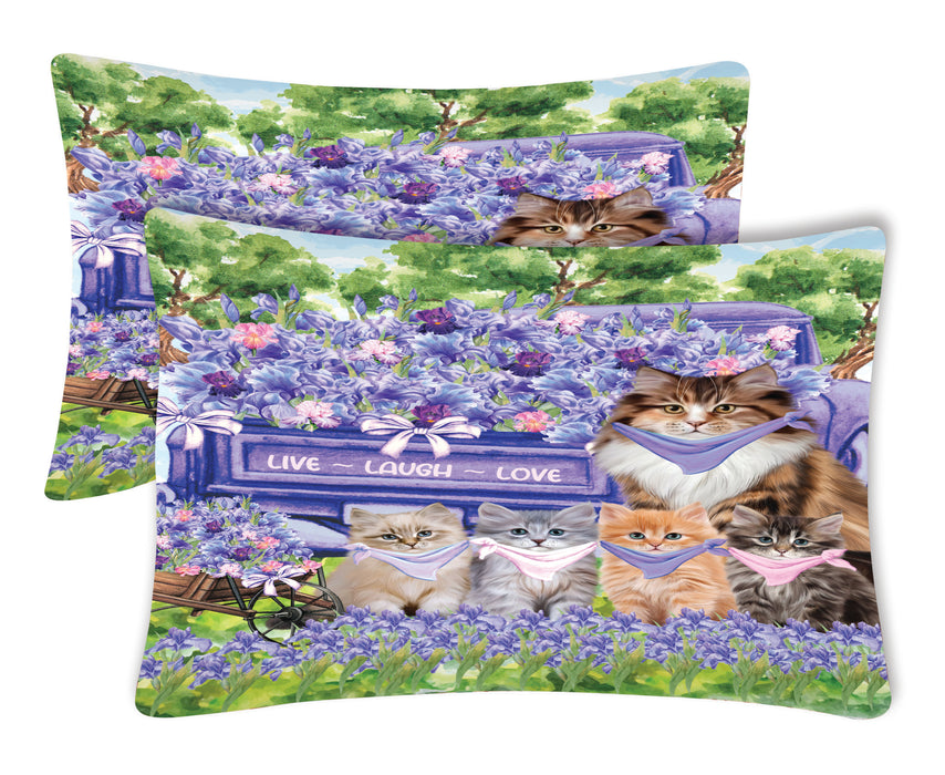 Siberian Cat Pillow Case, Standard Pillowcases Set of 2, Explore a Variety of Designs, Custom, Personalized, Pet & Cats Lovers Gifts