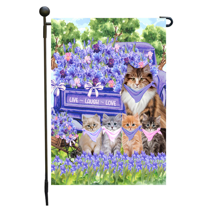 Siberian Cats Garden Flag for Cat and Pet Lovers, Explore a Variety of Designs, Custom, Personalized, Weather Resistant, Double-Sided, Outdoor Garden Yard Decoration