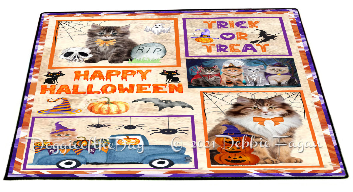 Happy Halloween Trick or Treat Siberian Cats Indoor/Outdoor Welcome Floormat - Premium Quality Washable Anti-Slip Doormat Rug FLMS58219