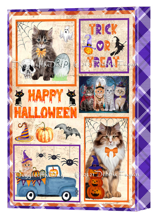 Happy Halloween Trick or Treat Siberian Cats Canvas Wall Art Decor - Premium Quality Canvas Wall Art for Living Room Bedroom Home Office Decor Ready to Hang CVS150884