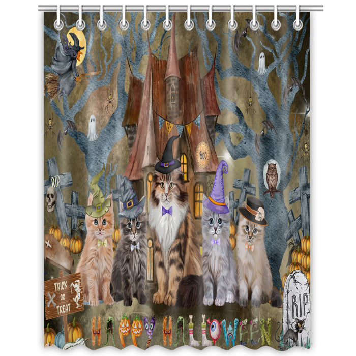 Siberian Cats Shower Curtain, Explore a Variety of Personalized Designs, Custom, Waterproof Bathtub Curtains with Hooks for Bathroom, Cat Gift for Pet Lovers