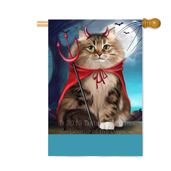 Personalized Happy Halloween Trick or Treat Siberian Cat Devil Custom House Flag FLG64178