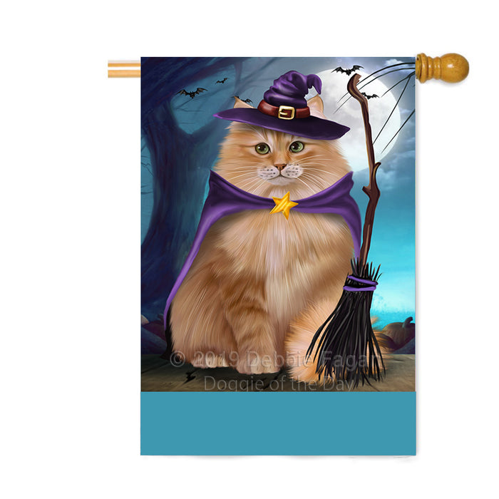 Personalized Happy Halloween Trick or Treat Siberian Cat Witch Custom House Flag FLG64288