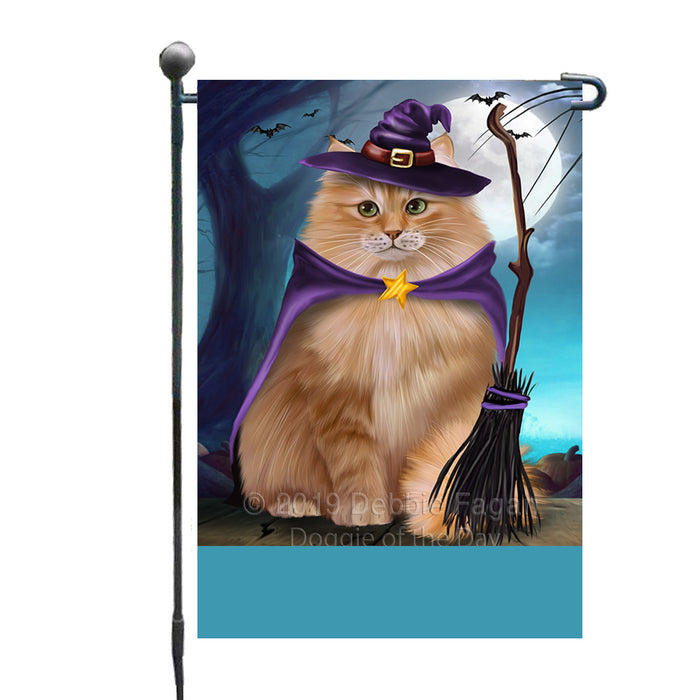 Personalized Happy Halloween Trick or Treat Siberian Cat Witch Custom Garden Flag GFLG64597