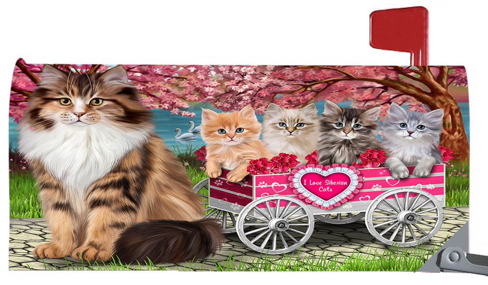 I Love Siberian Cats in a Cart Magnetic Mailbox Cover MBC48588