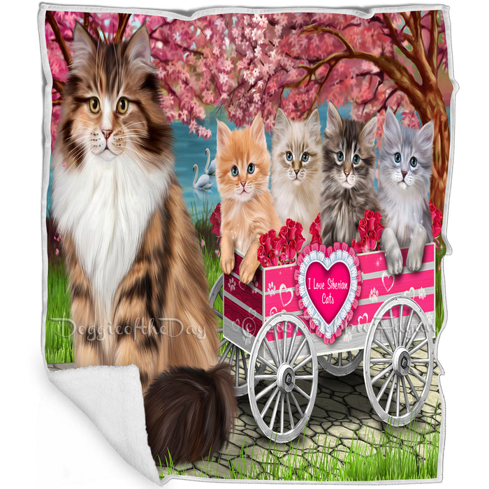 I Love Siberian Cats in a Cart Blanket BLNKT105249