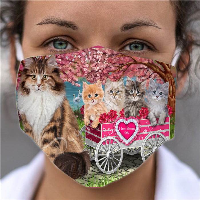I Love Siberian Cats in a Cart Face Mask FM48185