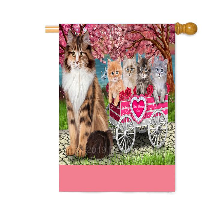 Personalized I Love Siberian Cats in a Cart Custom House Flag FLG-DOTD-A62245