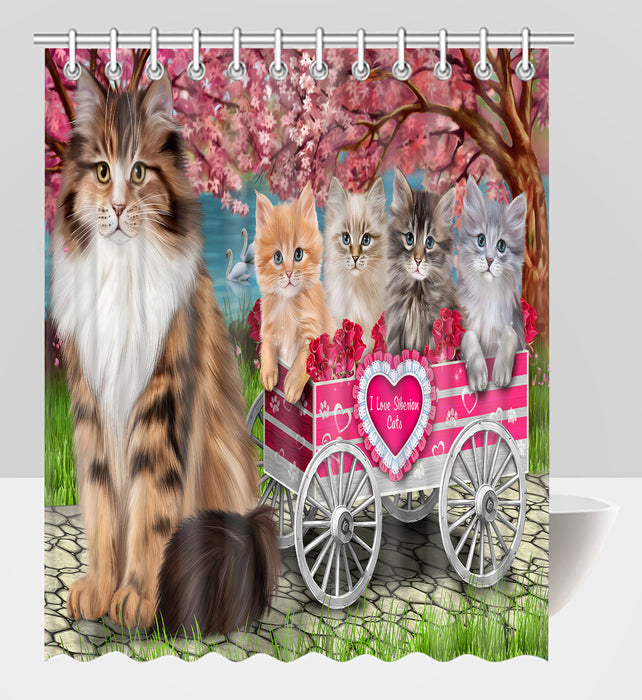 I Love Siberian Cats in a Cart Shower Curtain