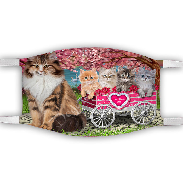 I Love Siberian Cats in a Cart Face Mask FM48185