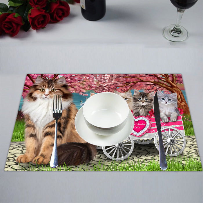 I Love Siberian Cats in a Cart Placemat