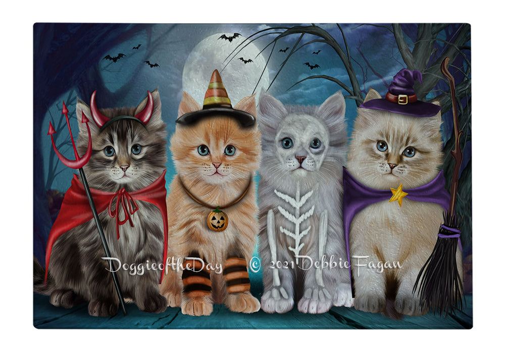 Happy Halloween Trick or Treat Siberian Cats Cutting Board - Easy Grip Non-Slip Dishwasher Safe Chopping Board Vegetables C79678