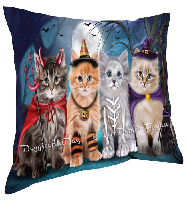 Happy Halloween Trick or Treat Siberian Cats Pillow with Top Quality High-Resolution Images - Ultra Soft Pet Pillows for Sleeping - Reversible & Comfort - Ideal Gift for Dog Lover - Cushion for Sofa Couch Bed - 100% Polyester, PILA88588