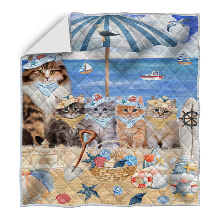 Siberian Cats Bed Quilt, Explore a Variety of Designs, Personalized, Custom, Bedding Coverlet Quilted, Pet and Cat Lovers Gift