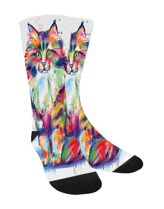 Watercolor Siberian Cat Women's Casual Socks