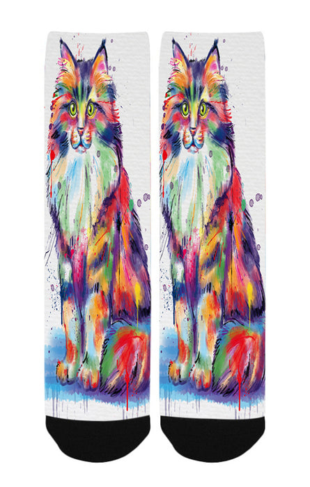Watercolor Siberian Cat Women's Casual Socks