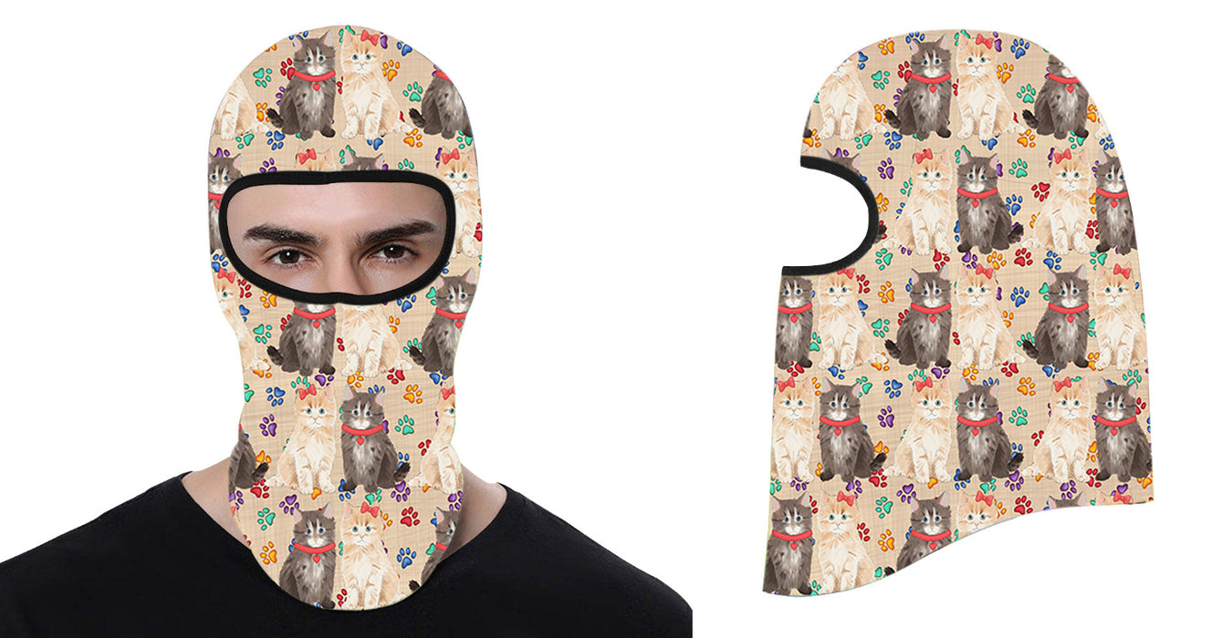 Rainbow Paw Print Siberian Cats All Over Print Balaclava Ski Mask SM48230