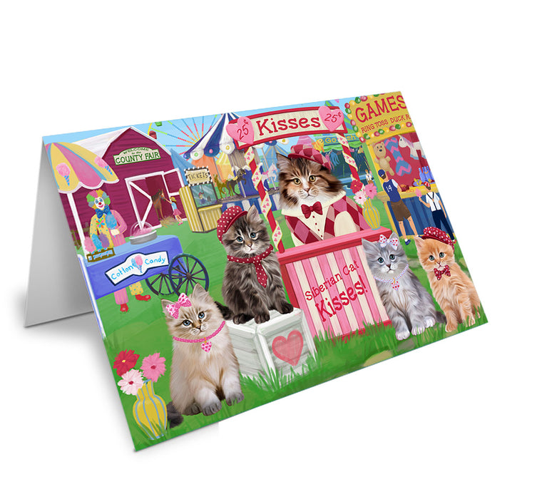 Carnival Kissing Booth Siberian cats Handmade Artwork Assorted Pets Greeting Cards and Note Cards with Envelopes for All Occasions and Holiday Seasons GCD72638