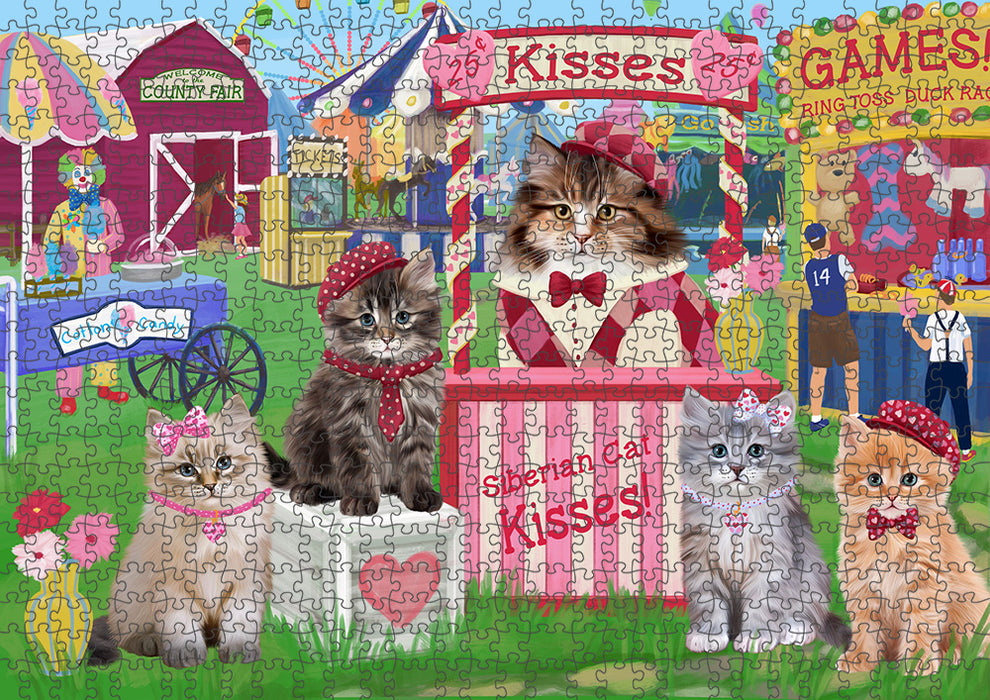 Carnival Kissing Booth Siberian cats Puzzle with Photo Tin PUZL92368