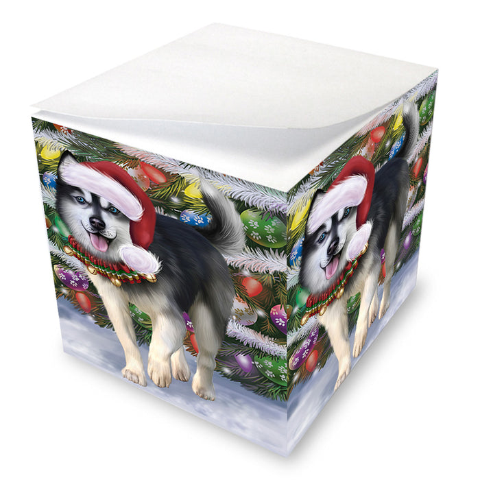 Trotting in the Snow Siberian Husky Dog Note Cube NOC56243