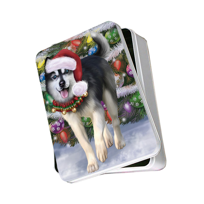 Trotting in the Snow Siberian Husky Dog Photo Storage Tin PITN54540