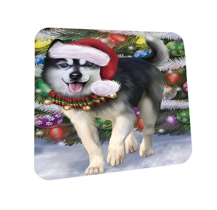 Trotting in the Snow Siberian Husky Dog Coasters Set of 4 CST54555