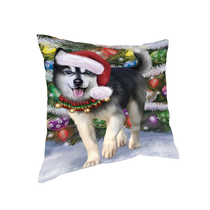 Trotting in the Snow Siberian Husky Dog Pillow PIL75524