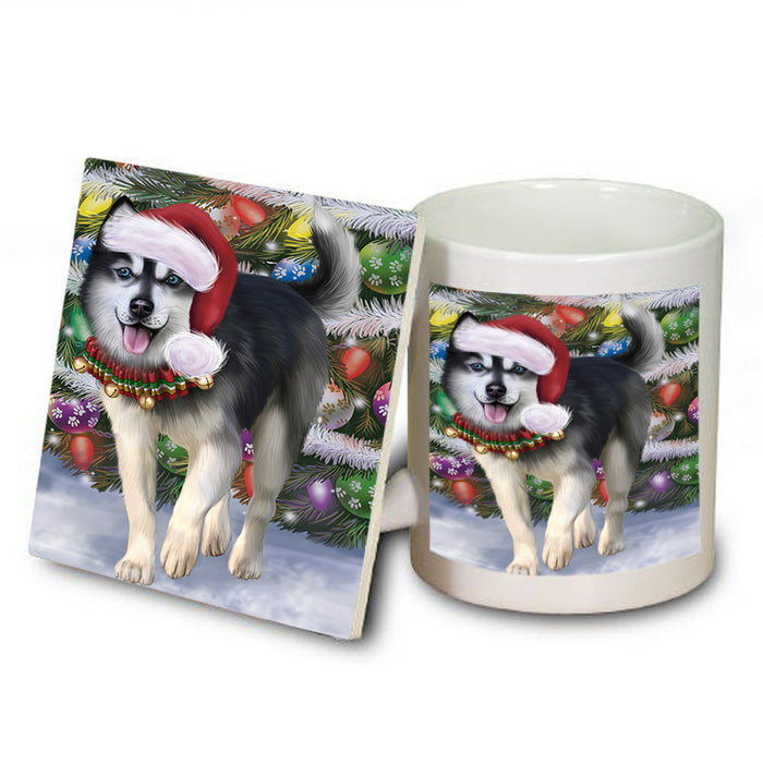 Trotting in the Snow Siberian Husky Dog Mug and Coaster Set MUC54589