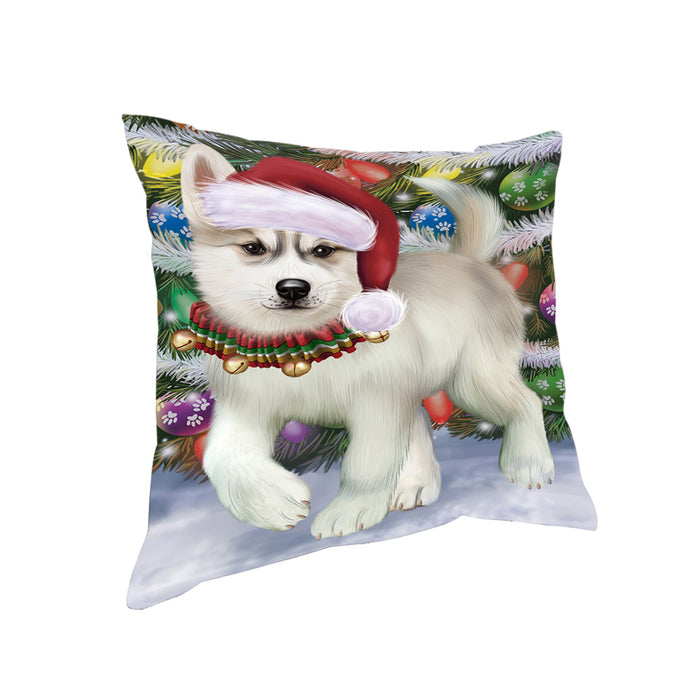 Trotting in the Snow Siberian Husky Dog Pillow PIL75528