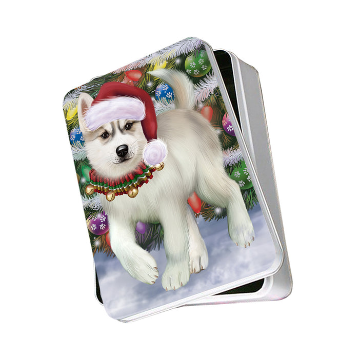 Trotting in the Snow Siberian Husky Dog Photo Storage Tin PITN54541