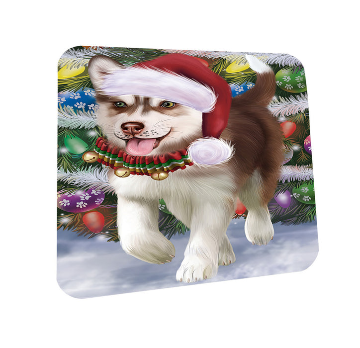 Trotting in the Snow Siberian Husky Dog Coasters Set of 4 CST54557