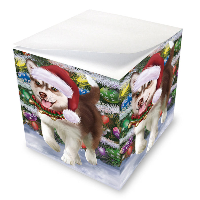 Trotting in the Snow Siberian Husky Dog Note Cube NOC56245