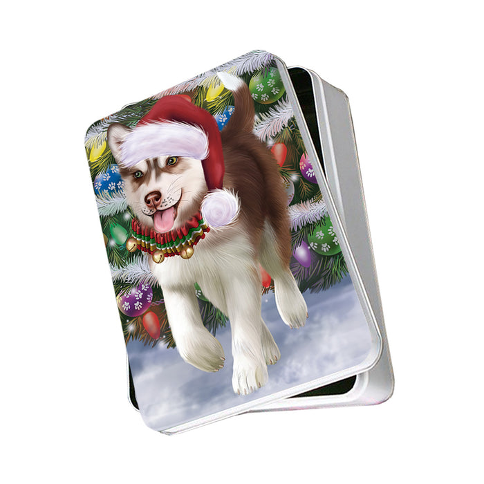 Trotting in the Snow Siberian Husky Dog Photo Storage Tin PITN54542