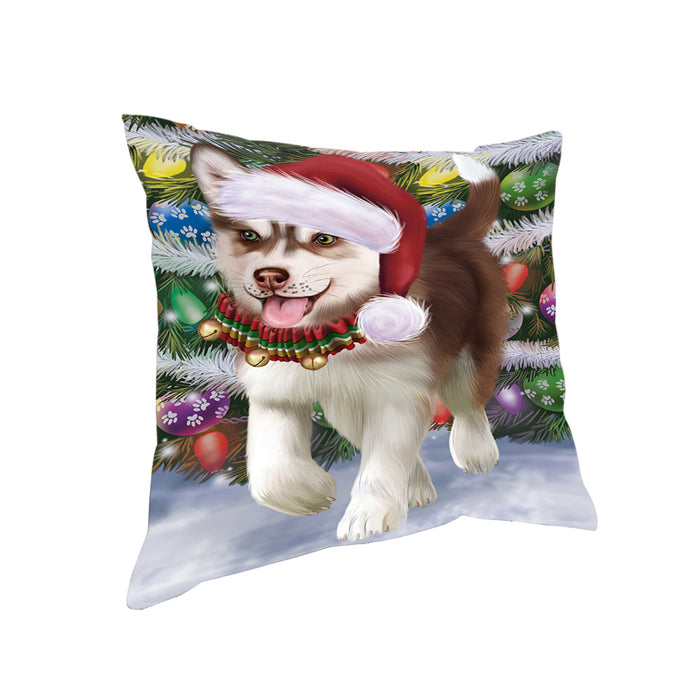 Trotting in the Snow Siberian Husky Dog Pillow PIL75532