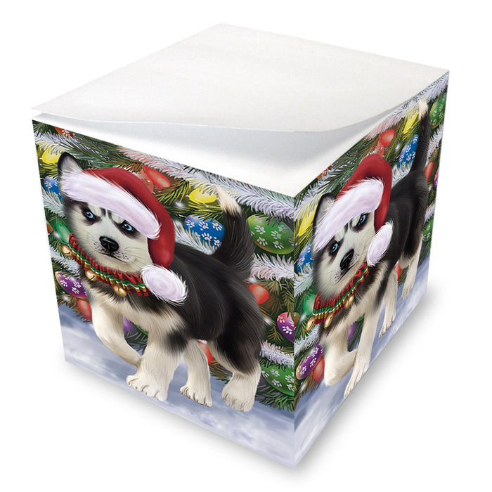 Trotting in the Snow Siberian Husky Dog Note Cube NOC56246