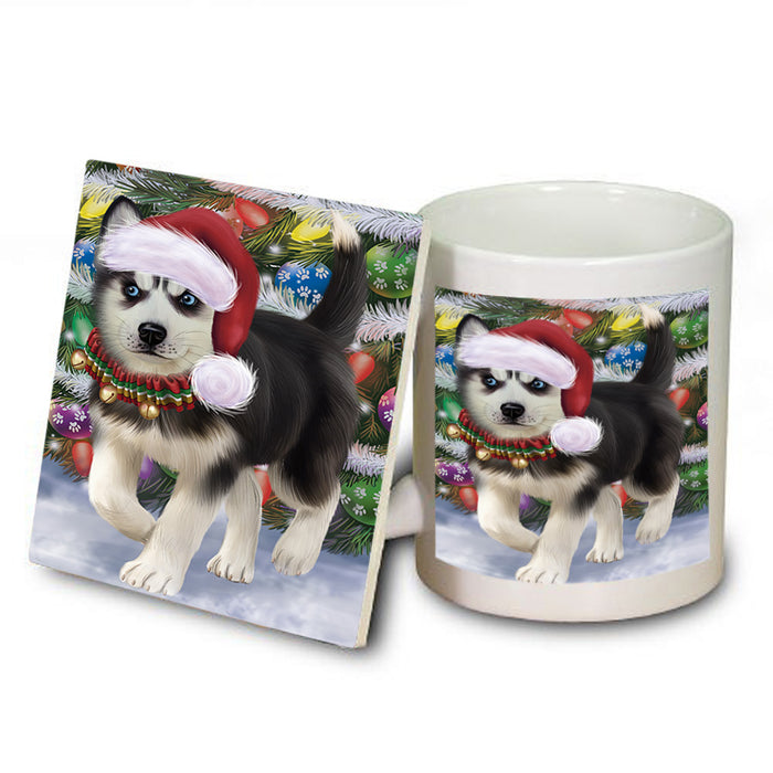 Trotting in the Snow Siberian Husky Dog Mug and Coaster Set MUC54592