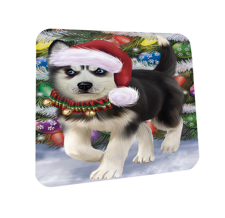 Trotting in the Snow Siberian Husky Dog Coasters Set of 4 CST54558
