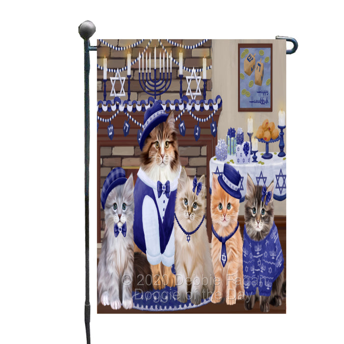 Happy Hanukkah Family Siberian Cats Garden Flag GFLG65780