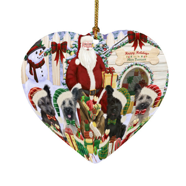 Christmas Dog house Gathering Skye Terrier Dogs Heart Christmas Ornament HPORA59159