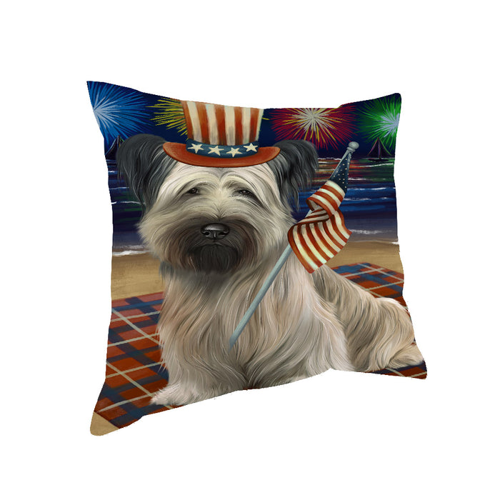 4th of July Independence Day Firework Skye Terrier Dog Pillow with Top Quality High-Resolution Images - Ultra Soft Pet Pillows for Sleeping - Reversible & Comfort - Ideal Gift for Dog Lover - Cushion for Sofa Couch Bed - 100% Polyester, PILA91486